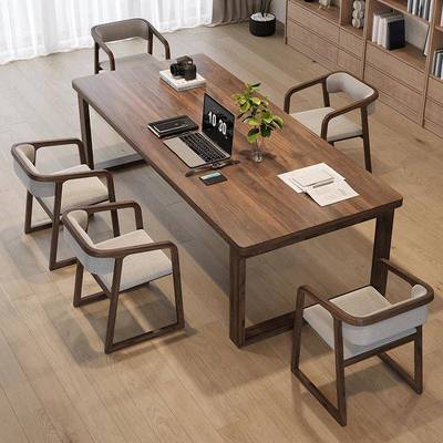 GKL高南美黑胡桃木客厅长书桌工家档用现代莫比大恩作台餐书桌一