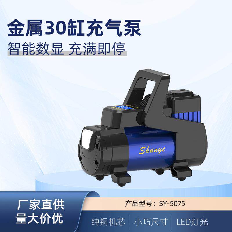 数显款金属载单车缸气WJM泵充12v点烟插头电动打器气机汽车充气泵