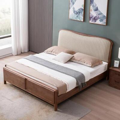 白橡木简米全实木床现代约物1.8米双人床卧室软靠RTE1.5带气压储