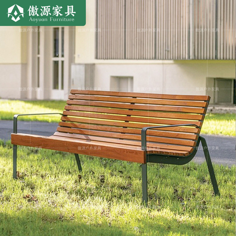 公园椅防腐木靠背长条椅小区户外座椅防水防晒休闲椅人长凳室外