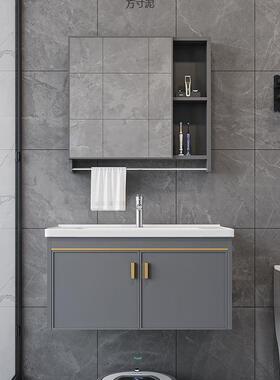 2柜05新款简约橙色潮板防浴室组合挂墙式安264装一体陶瓷盆CU2PC