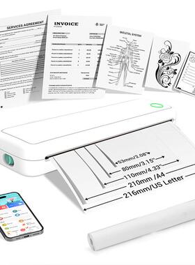新款小型迷你热敏手打印机家可连接机打HMJ印机便携用式印A4打机