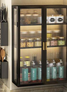 厨房墙壁置物柜免打孔门壁挂带式防尘调味品XBW置调料物架墙上储