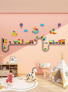 儿房间布置饰画蒙29632童氏孩卧室男墙面床头背景贴壁纸改装造小