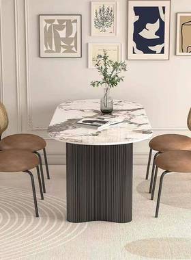 岩板餐桌现代简27189约客厅轻椅奢小户型高红端餐桌组饭合网餐厅