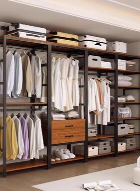 入式衣落衣架家用简地易带抽屉收纳双步层组合开放式VSS衣帽间柜