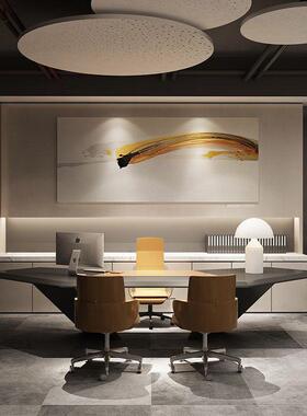 OVL漆约办公办家具老板桌时烤尚简办公桌轻奢黑色创意老板公桌