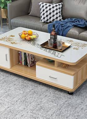 户欧式圆角茶几简约现代电视柜客茶几组合小型钢桌80394化玻璃茶