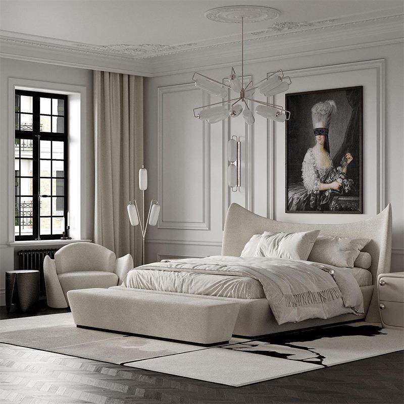 法人式奶油风双床意大利卧室.m混布艺床床轻奢别墅新DGC古典纺,住宅家具,布艺床,淘宝优惠券,粉丝福利购,淘宝优惠卷