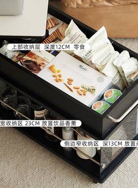 厅可移动茶几极简茶家带用实客木19352升降小型长方形桌边柜沙发