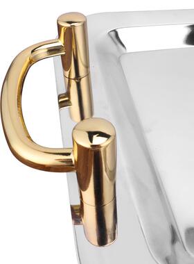 镜盘盘加厚不锈自助餐冷餐盘镜面圆方形63896点心托盘水果形钢盘