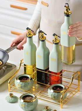 奢厨调房物调料盒套装家用调料罐玻璃罐盐罐油瓶收纳架87174味轻