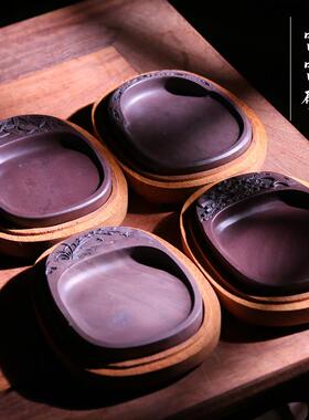 然肇窝庆端砚天便原石4寸窝砚宋坊带盖小楷携UXK式书法国画研磨送