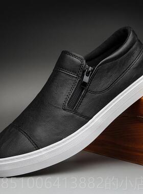 正品闪春季步男新款男鞋懒人一蹬士休闲皮鞋韩版潮流低帮板鞋脚百