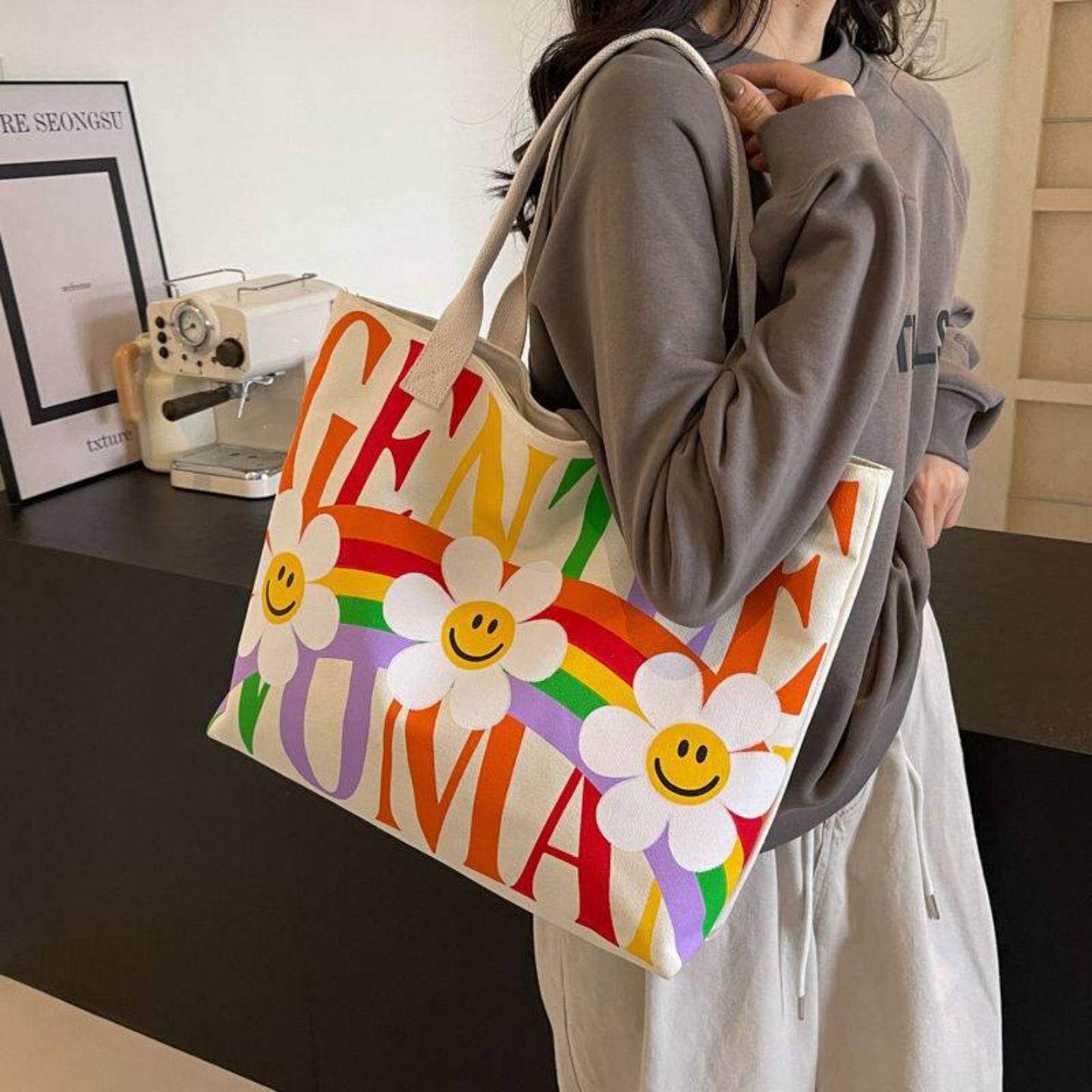 小清新托特包女大容量帆布包