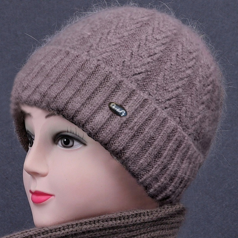 秋冬季加绒加厚女士保暖毛线帽