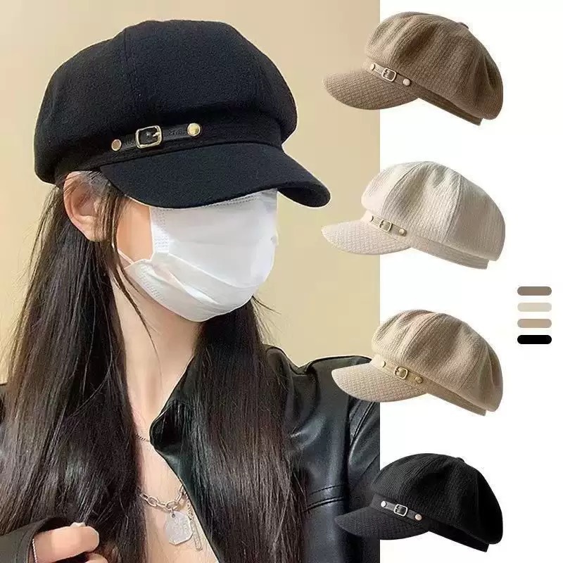 韩版小香风八角显脸小帽