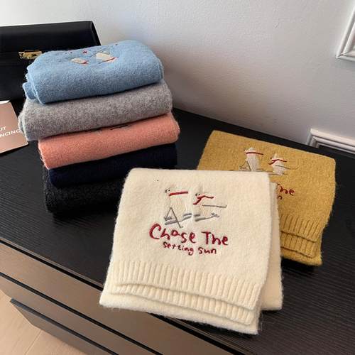 韩国刺绣学院风针织围脖女款