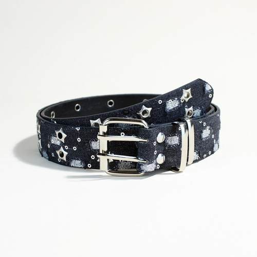 朋克风星星双排扣装饰腰带