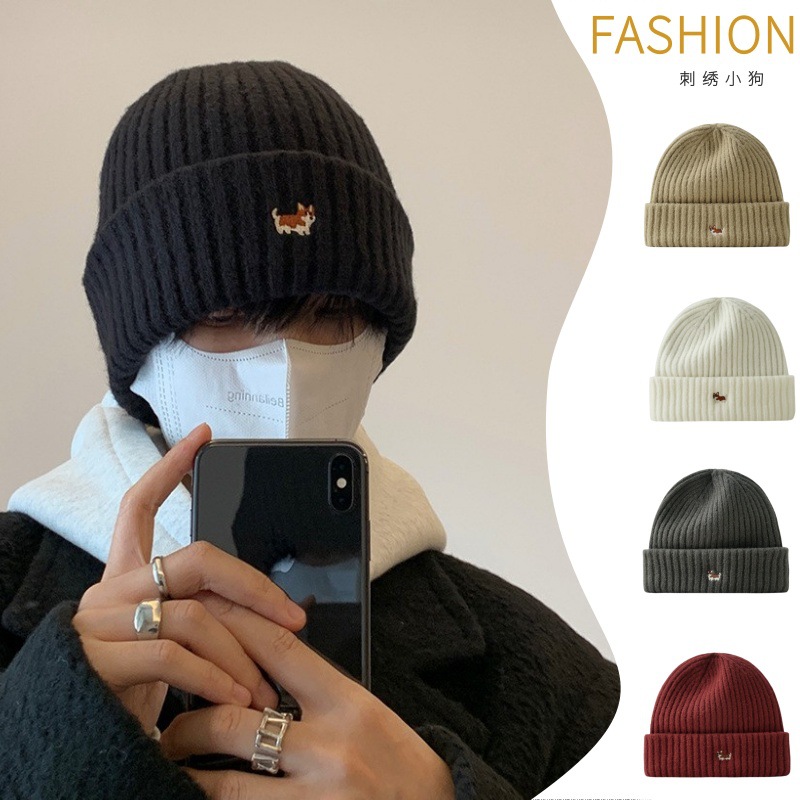 秋冬卡通刺绣针织保暖冷帽