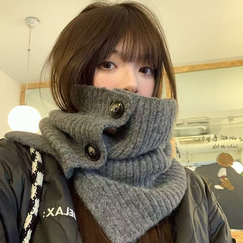 冬季百搭纽扣保暖围脖女款