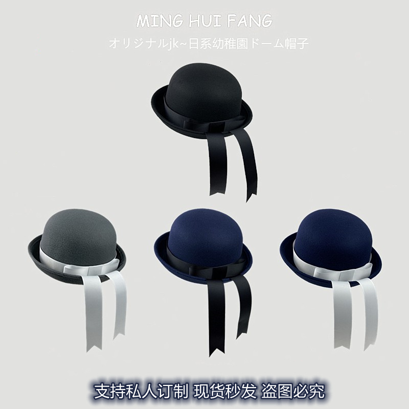 日系学院风毛呢娃娃帽子