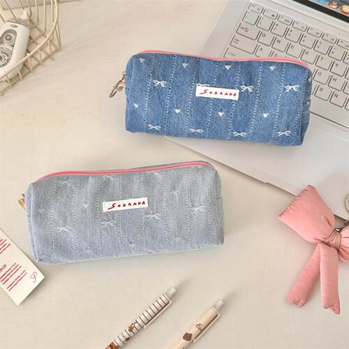 牛仔结文具笔袋学生手拿包