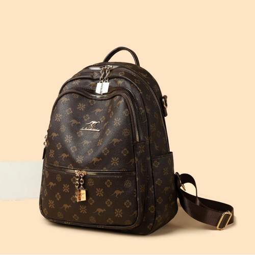 复古时尚印花大容量双肩包