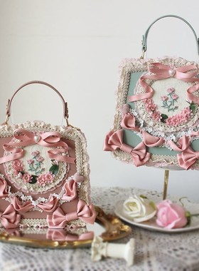 四时花配包包少女心优雅花朵蕾丝手提包lolita漫展茶会华丽斜挎包