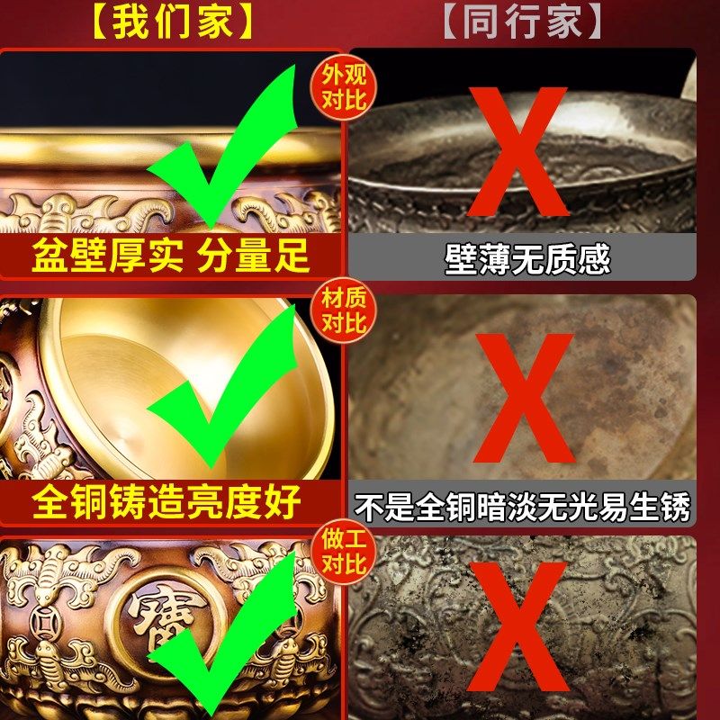 五彩石铜聚宝盆摆件招财聚财五色黄铜米缸存钱罐客厅店铺前台装饰,家居饰品,装饰摆件,淘宝优惠券,粉丝福利购,淘宝优惠卷