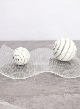 现代创意透明亚克力果盘收纳摆件样板房客厅茶几家居桌面软装饰品