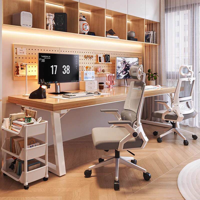 双人大书桌成人家用电脑桌长工作台卧室学习桌简易办公桌椅组合