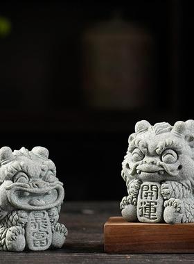 中式创意瑞兽吉祥物招财龙年小摆件家居桌面鱼缸茶桌可养茶宠茶玩