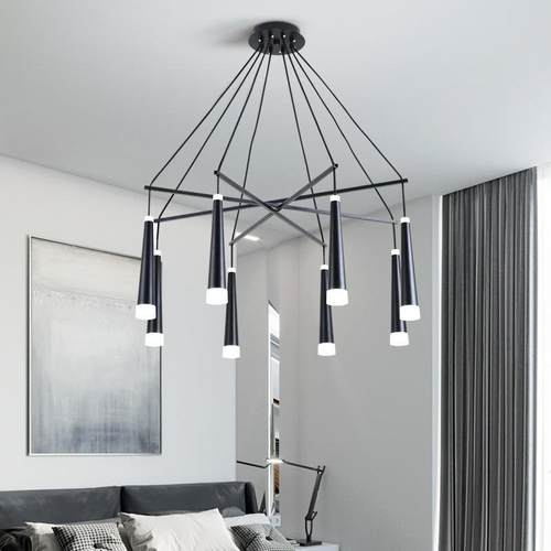 后现代旋转楼梯吊灯简约创意复式楼大客厅餐厅卧室床头长线条吊灯