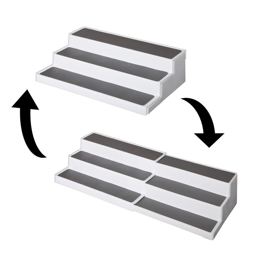 2019新品横拉式拉伸三层阶梯调料架调味收纳架家居用品厨房置物架