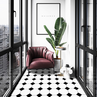 黑白花砖进门地毯门垫入户门地垫免洗可擦皮革防水厨房脚垫可裁剪