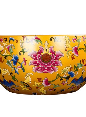 景德镇陶瓷器聚宝盆客厅玄关养鱼缸摆件水培花盆开业礼品装饰摆件