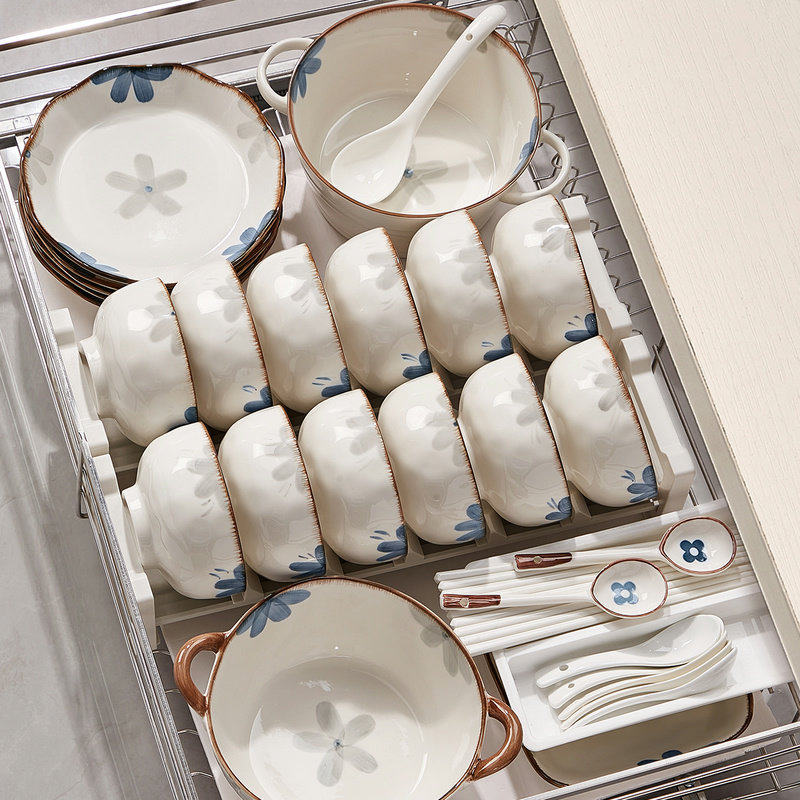 釉下彩碗碟套装家用碗盘碗筷餐具中式高陶瓷日式新款值乔新疆包邮,餐饮具,碗,淘宝优惠券,粉丝福利购,淘宝优惠卷