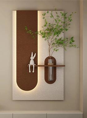 奶油风壁客厅装饰画意水培绿植灯HT-20259光创画高档玄关挂画入正