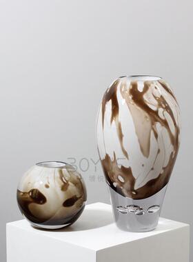 现板代简厅约轻奢花纹气泡底琉花瓶样璃间客玄关桌面插花家NWE居