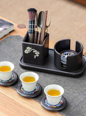 茶套夫道六君子装黑檀40722电木功茶具茶夹针茶泡茶工具配件茶勺