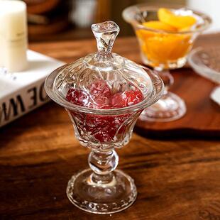 盖高脚盅燕窝带无品牌/玻璃碗甜品碗透明性碗家用糖水碗套装创意