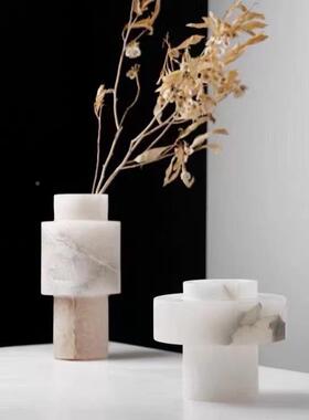 现代新中式天然云石大器石花花瓶创意理摆件桌板面客厅GT-B074民