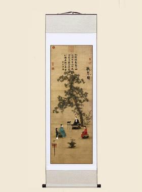 宋徽宗听图饰仿古画制客厅琴书QAQ房玄关装复中国画名人字画挂画