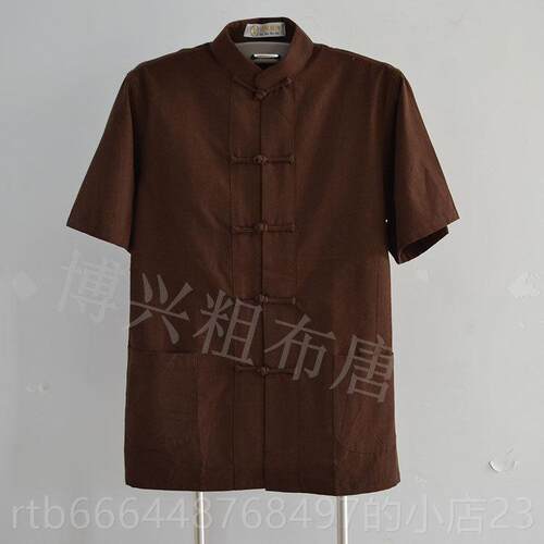 高档纯棉扣粗布唐古装汉男中式服覆风盘衬衫中国风民国服装禅修居