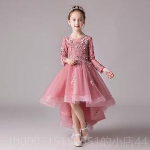 正品女琴孩晚礼服裙儿裙裙公主裙生日红主人童小钢表演服装演奏夏