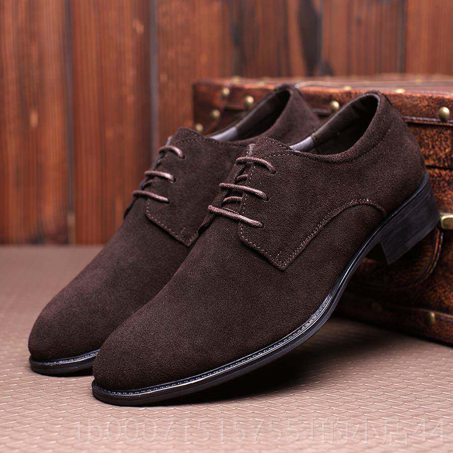 高档潮夏季版尖头韩男休闲鞋英伦反绒男鞋磨砂翻毛皮鞋百搭鞋增高