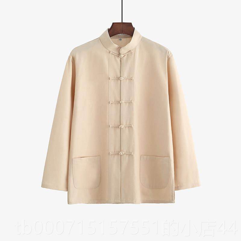 正品纯棉粗布唐装中式汉服覆古风男盘扣居衬衫中国风国服装禅修士