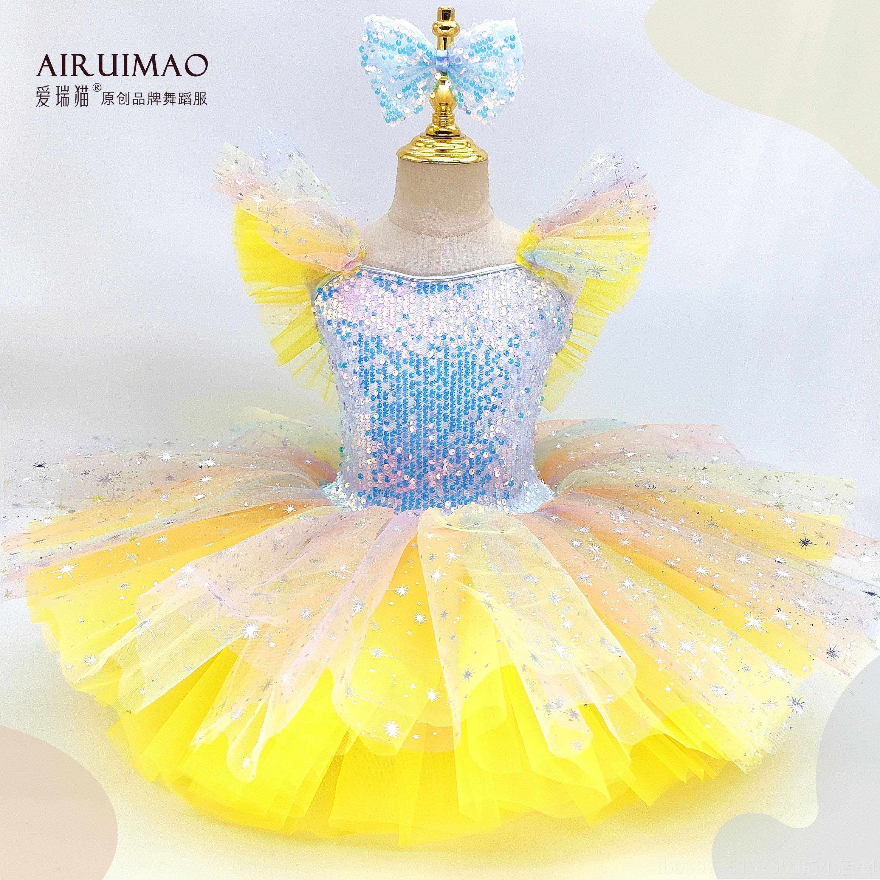 正品儿童芭蕾服花朵亮片蹈演出服蹈合唱服可爱女舞童公主裙蓬舞蓬