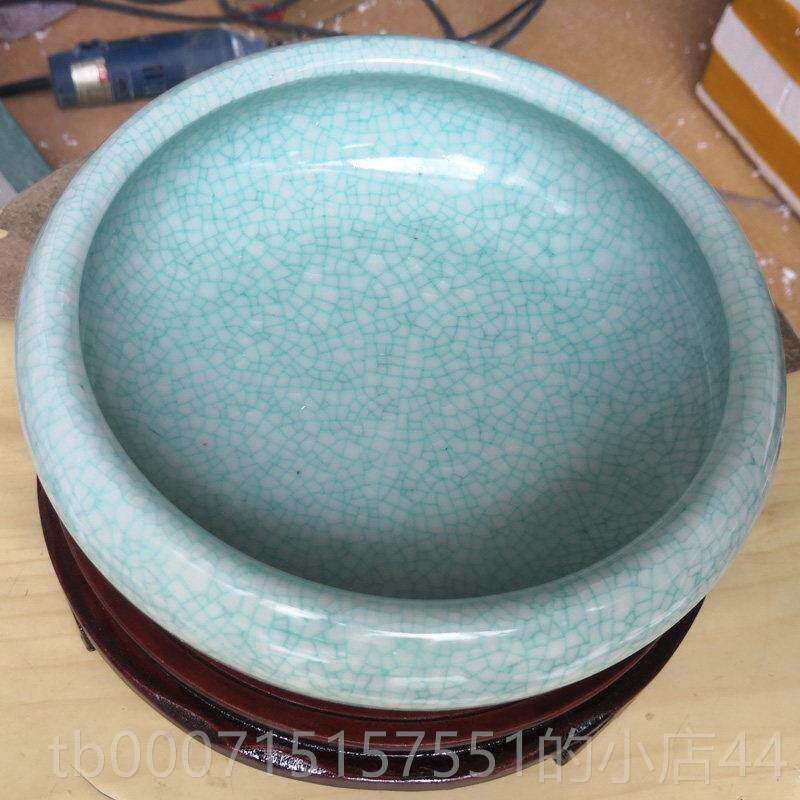 正品灰景德镇陶瓷器古花典冰釉养鱼盆笔洗水仙盆水浅鱼缸烟缸 多